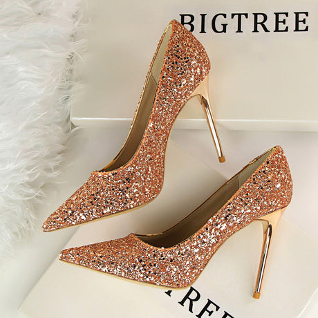 Shining Sequins Slim High Heels