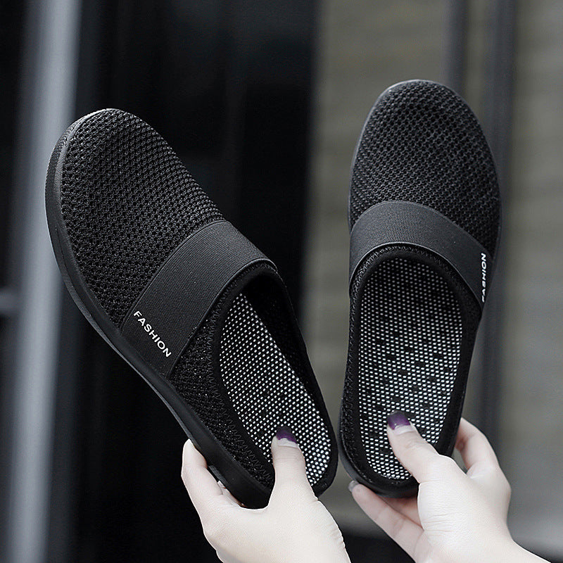 Baotou Half Tow Bird's Nest Mesh Hole Slipper