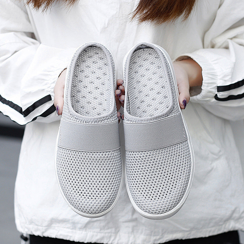 Baotou Half Tow Bird's Nest Mesh Hole Slipper