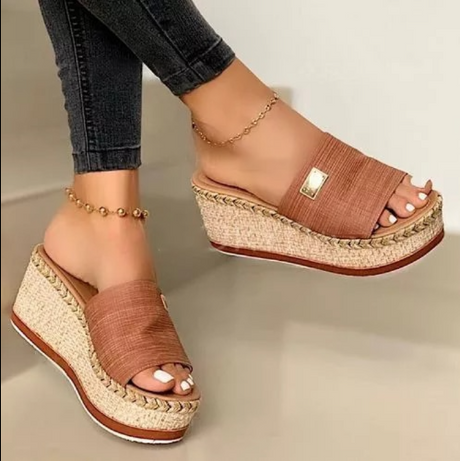 Thick Hemp Rope Wedge Sandals