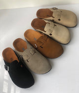 Leather Flat Toe Closed Toe Casual Mules