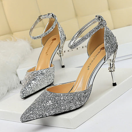 High Metallic And Sequined Heels