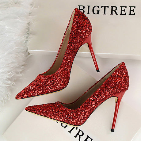 Shining Sequins Slim High Heels