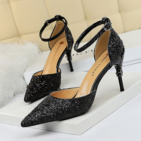 High Metallic And Sequined Heels