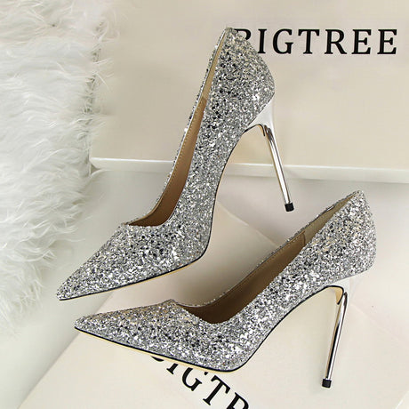 Shining Sequins Slim High Heels