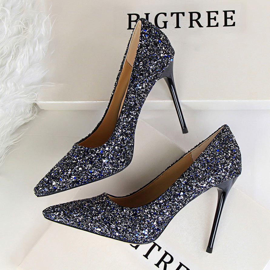 Shining Sequins Slim High Heels