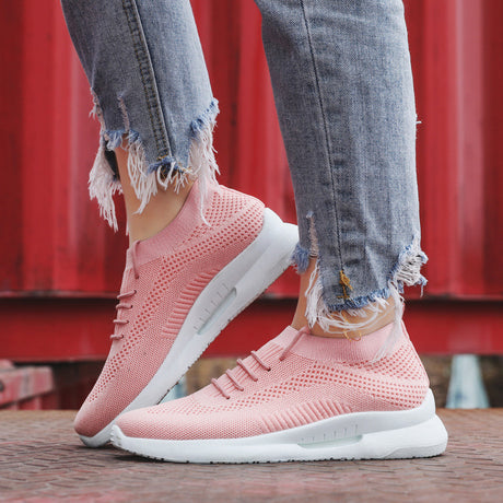 Knitted Comfortable Stylish Running Sneakers | Women's Slip-On Sports Shoes