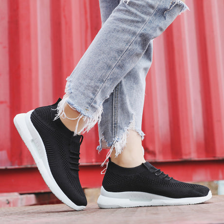 Knitted Comfortable Stylish Running Sneakers | Women's Slip-On Sports Shoes