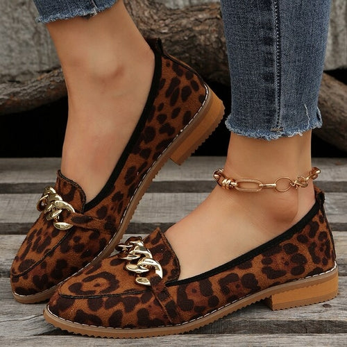 Ladies Leopard Print Flat Shallow Party Heel