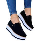 Zipper Flat Slip On Platform Loafers